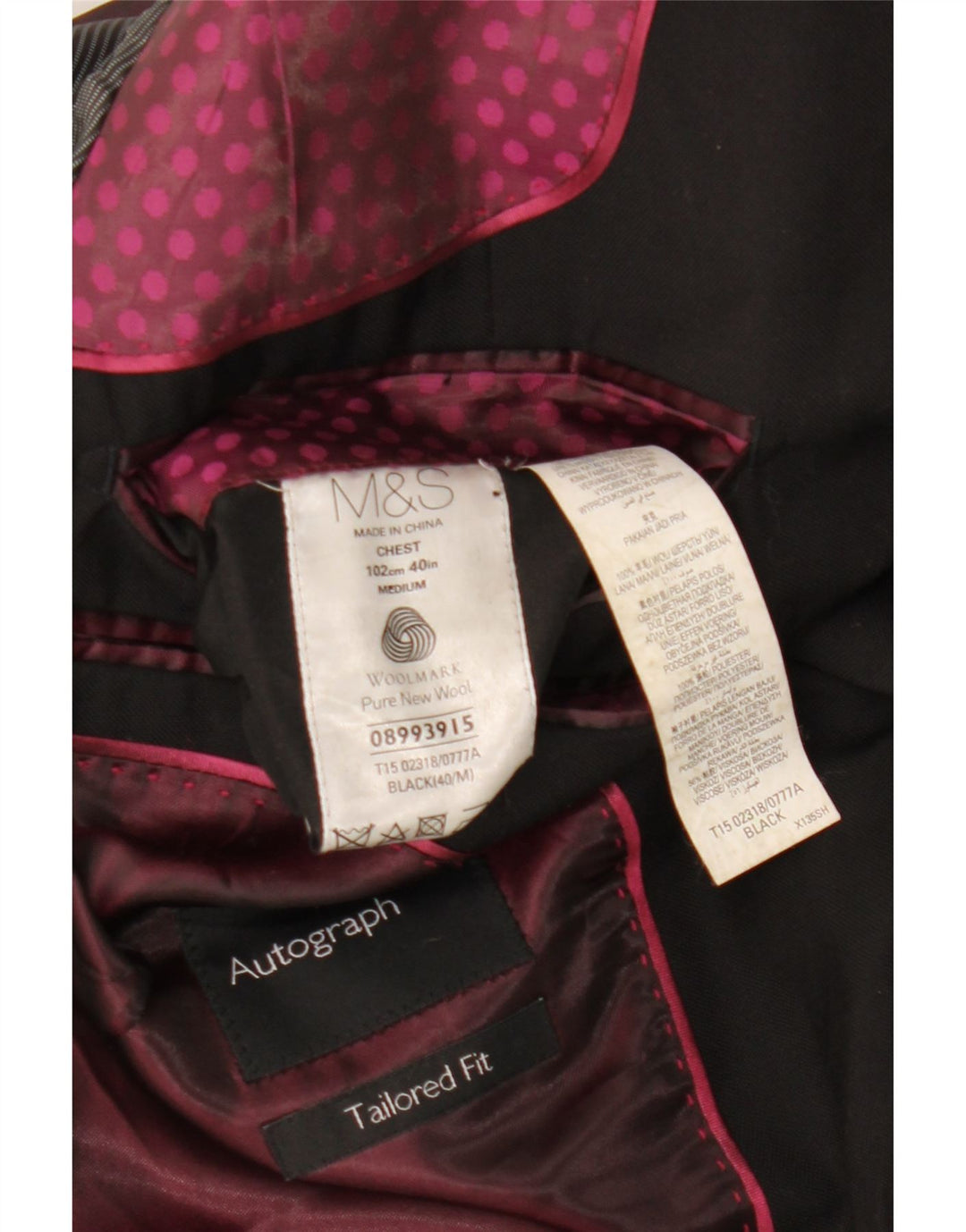 Marks & Spencer Herren Autograph 2-Knopf-Blazerjacke UK 40 Large Schwarz