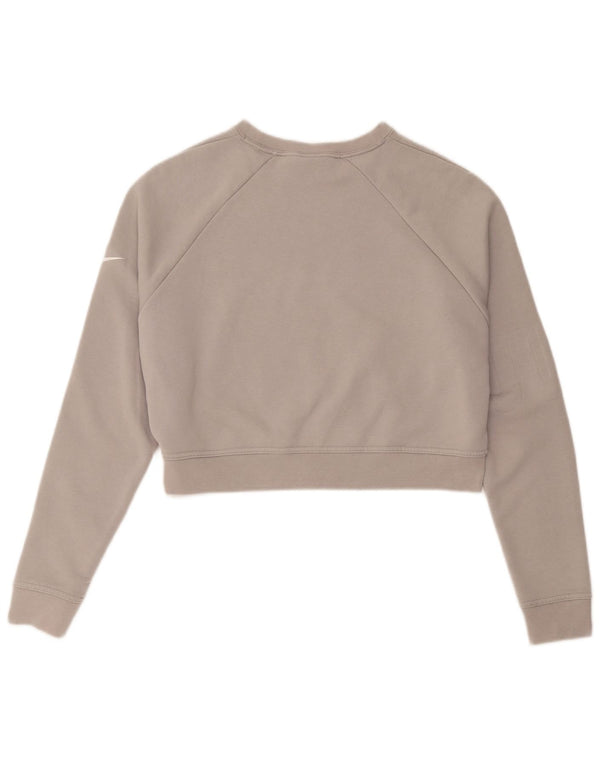 Nike Damen Crop Oversized Sweatshirt Pullover UK 10 Small Grau