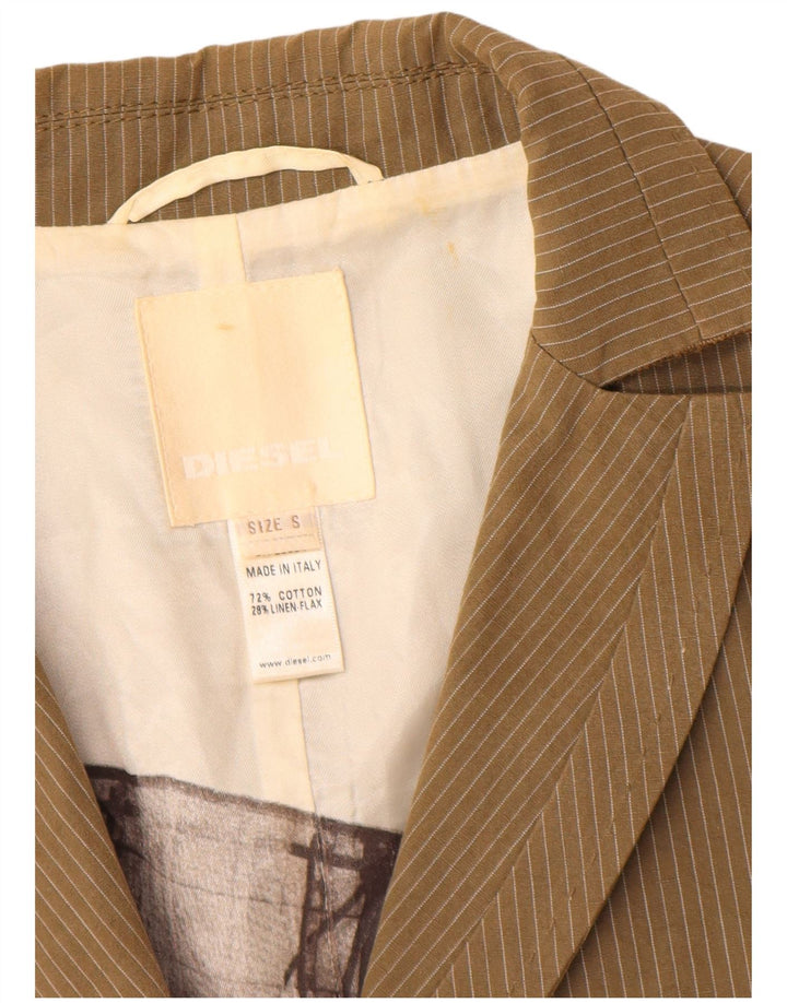 Diesel Herren-Blazer mit 2 Knöpfen, UK 36, kleine Khaki-Nadelstreifen-Baumwolle