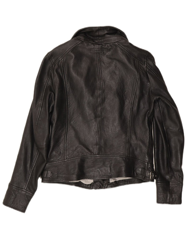 Oakwood Womens Leather Biker Jacket UK 14 Large Black Leather