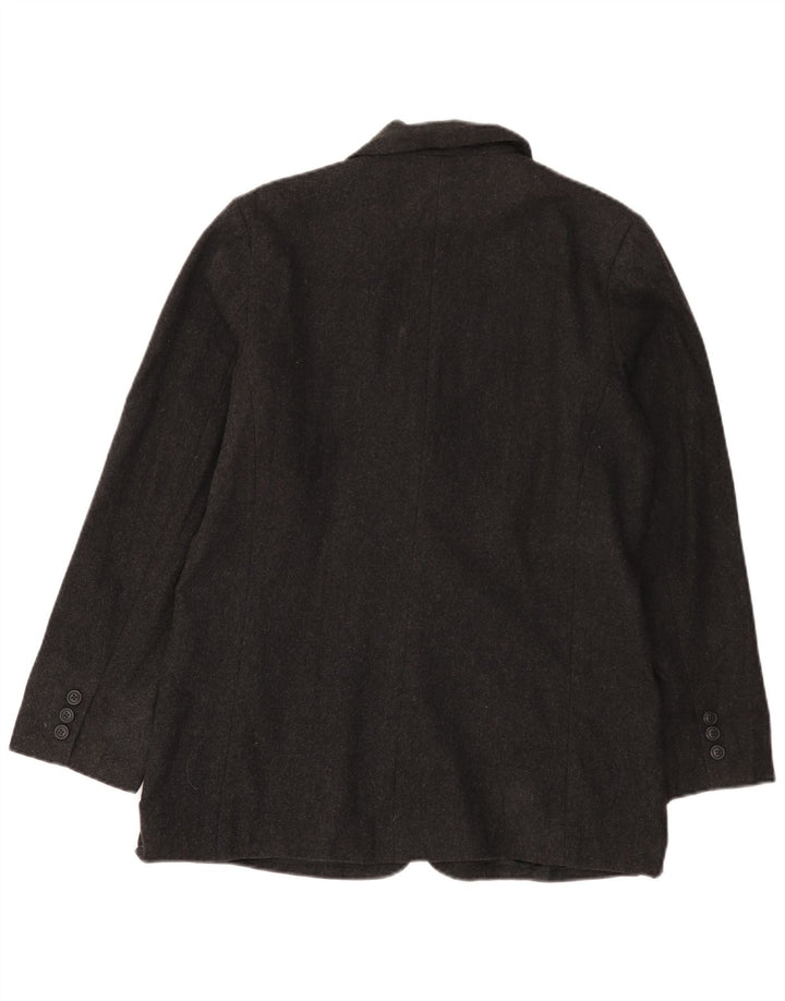 EDDIE BAUER Damen 3-Knopf-Blazerjacke UK 14 Mittelgraue Wolle