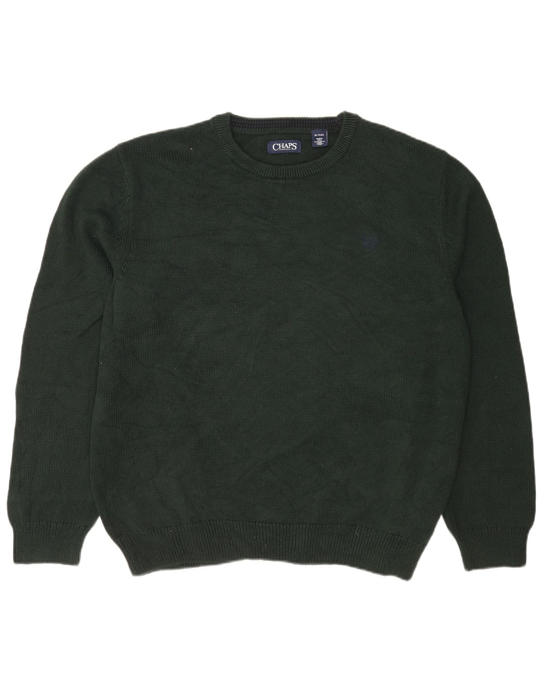 Chaps Herren-Pullover mit Rundhalsausschnitt, XL, grüne Baumwolle