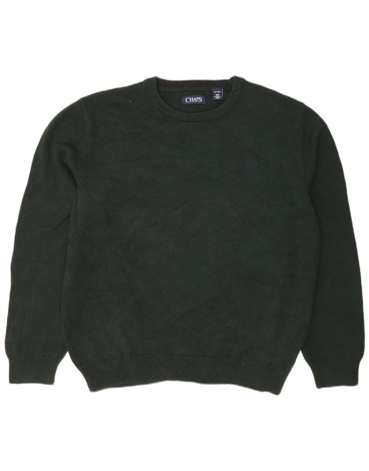Chaps Herren-Pullover mit Rundhalsausschnitt, XL, grüne Baumwolle