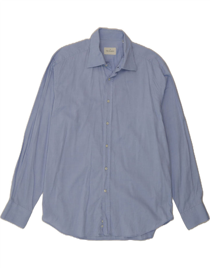 TRUSSARDI Mens Shirt Size 43 17 XL Blue Cotton Vintage Trussardi and Second-Hand Trussardi from Messina Hembry 