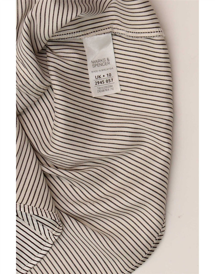 Marks & Spencer Damen Hemdbluse UK 10 Small Beige Nadelstreifen