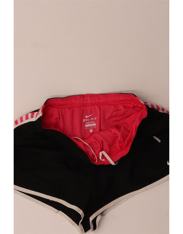 NIKE Damen Dri Fit Sport Shorts UK 12 Mittelschwarz gestreift Polyester