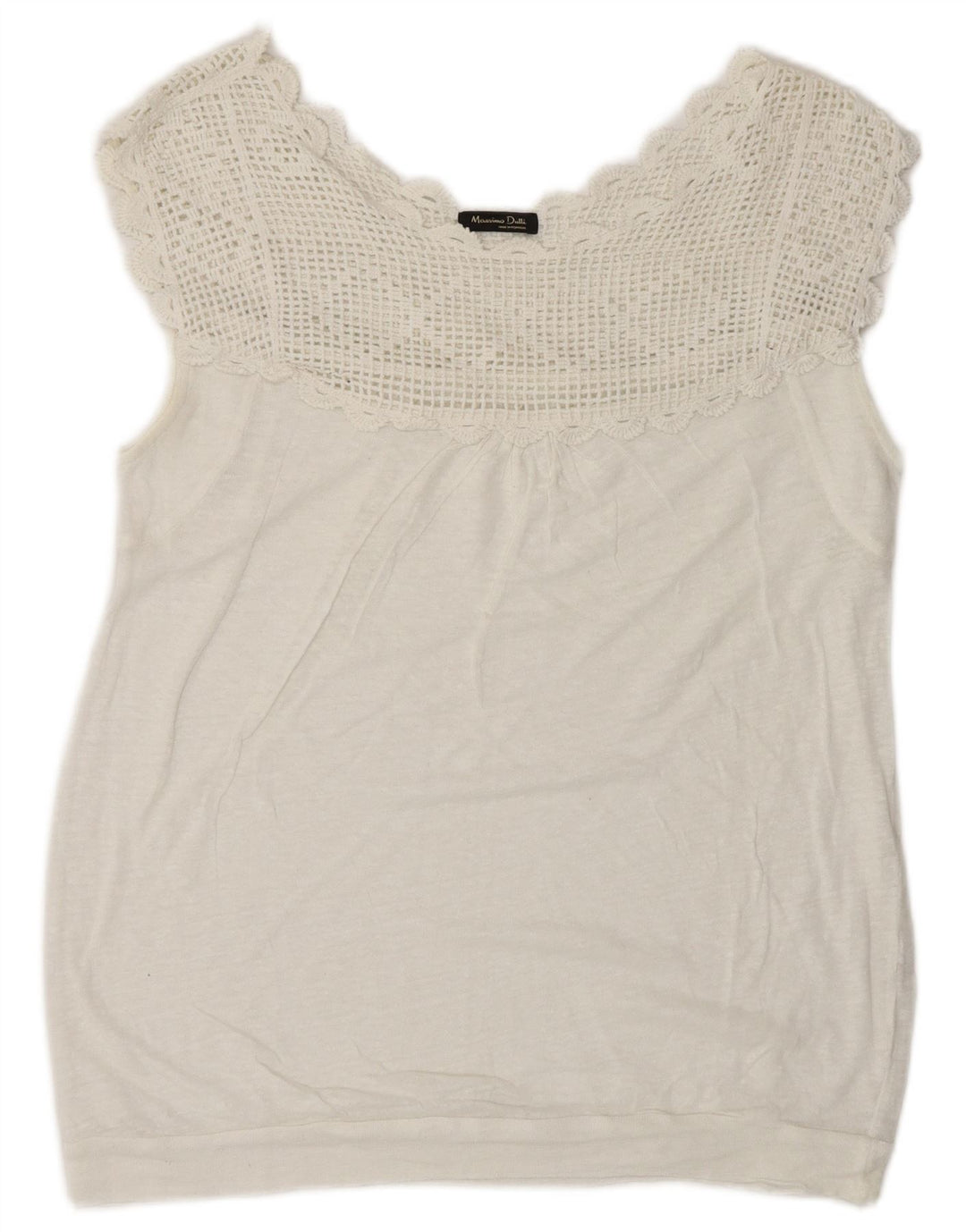 Massimo Dutti Damen ärmelloses Blusenoberteil UK 16 Large Weiß