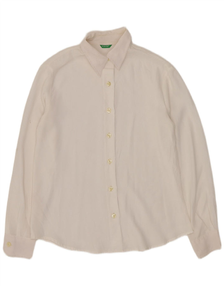 Benetton Damen-Hemd UK 12 Medium Weiß