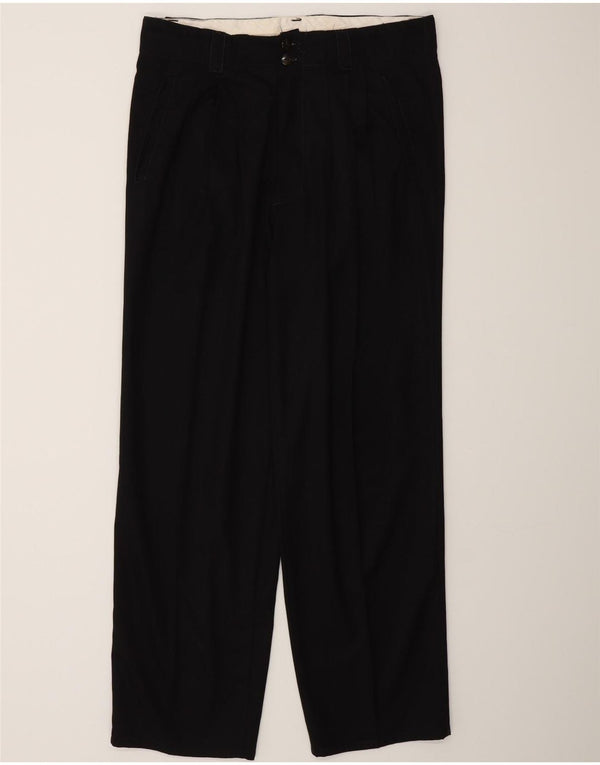 Out Limits Mens Straight Chino Trousers IT 50 Large W30 L30 Black Cotton