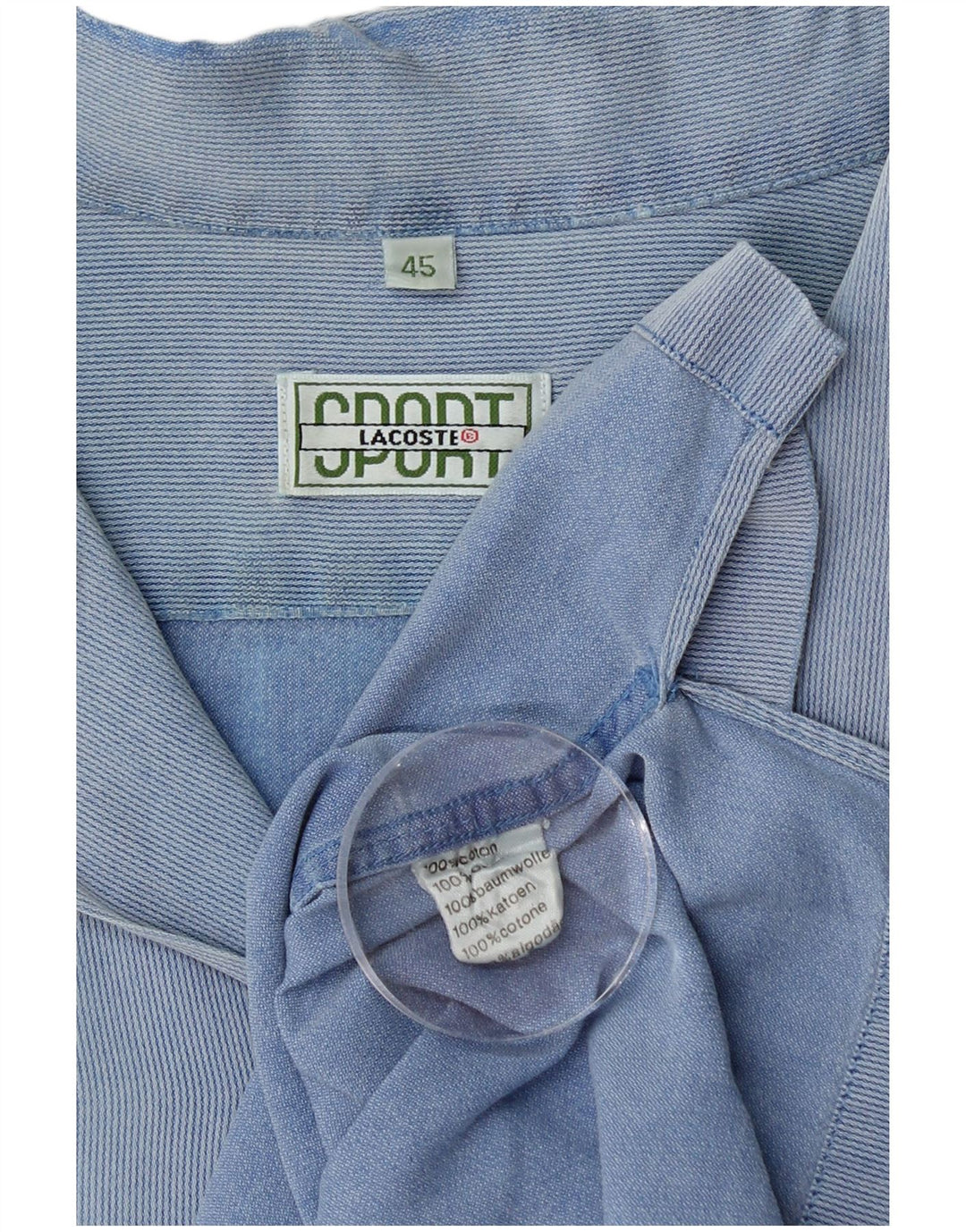 LACOSTE Herren-Kurzarmhemd, Größe 45, XL, blaue Nadelstreifen-Baumwolle