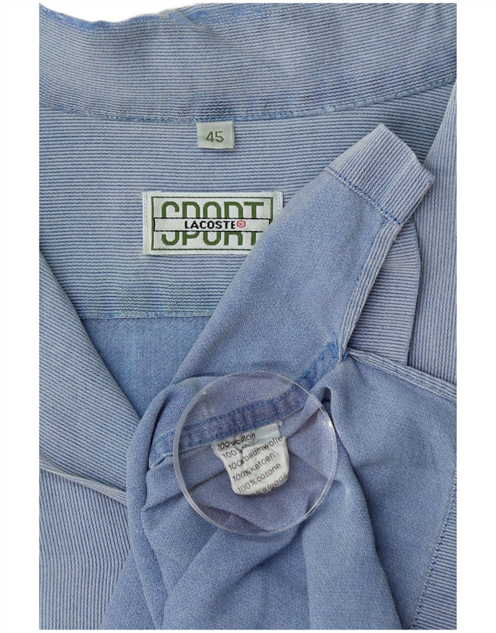 LACOSTE Herren-Kurzarmhemd, Größe 45, XL, blaue Nadelstreifen-Baumwolle