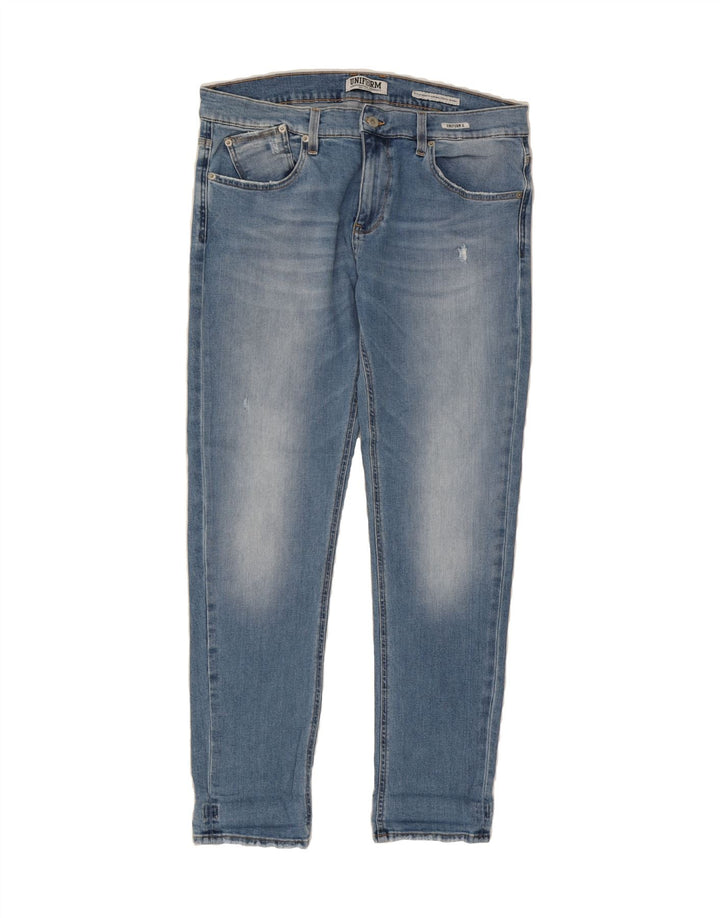 UNIFORM Mens Skinny Jeans W35 L31 Blue Cotton Vintage Uniform and Second-Hand Uniform from Messina Hembry 