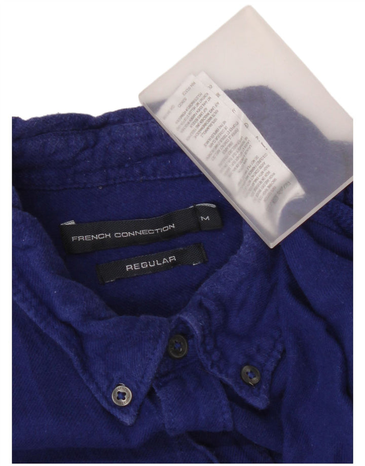 French Connection Herren-Flanellhemd mit normaler Passform, mittelblaue Baumwolle