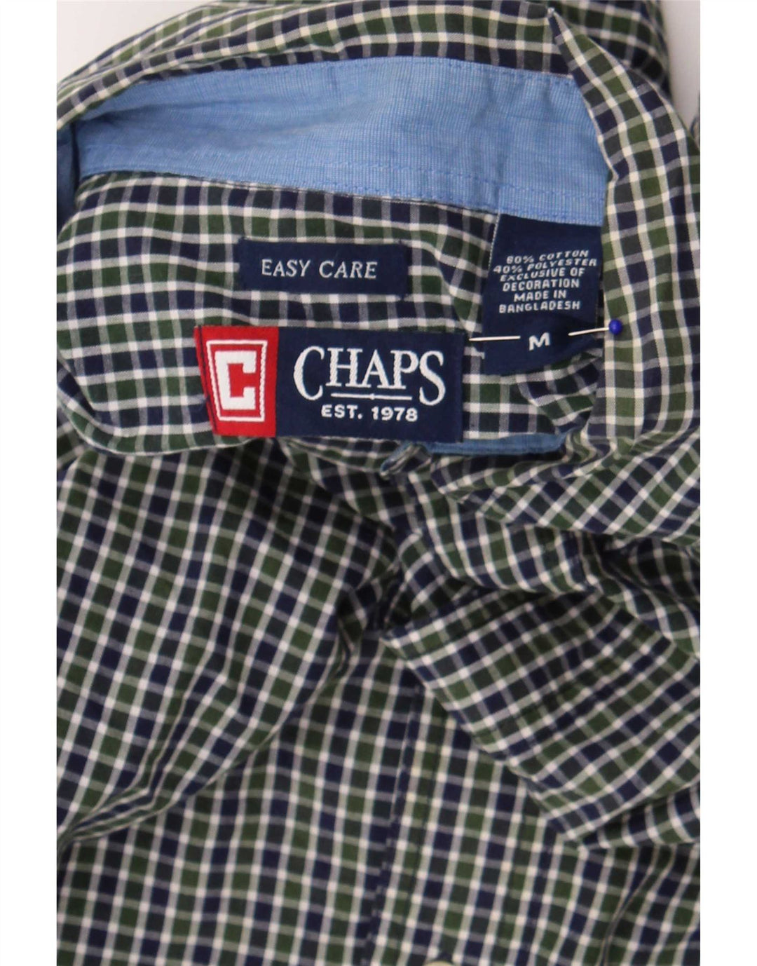 Chaps Herren-Hemd mit klassischer Passform, mittelgrüne Gingham-Baumwolle