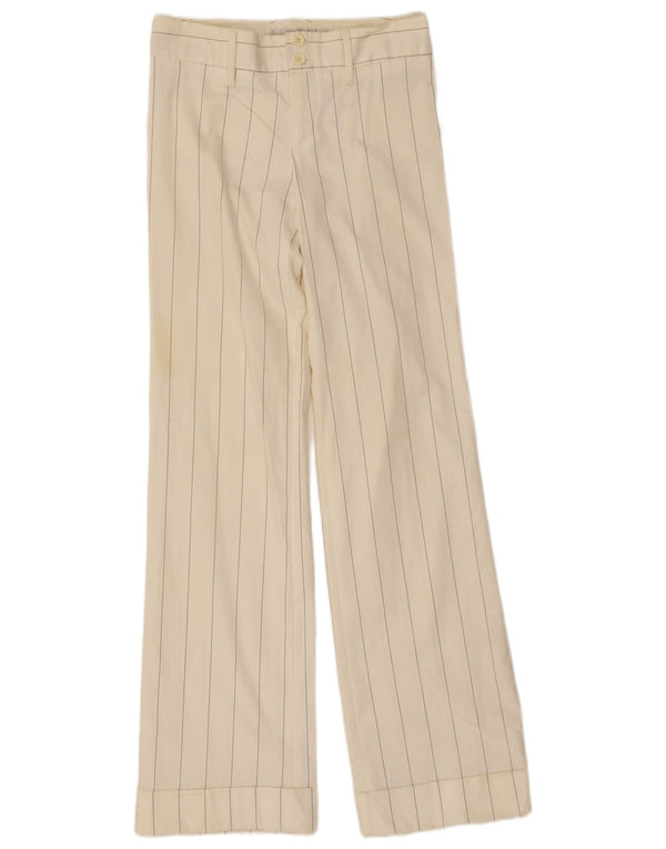 Zara Damen Bootcut Freizeithose EU 36 XS W26 L32 weiß gestreift Baumwolle