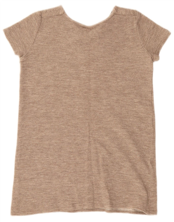 Zara Damen T-Shirt Top UK 12 Mittelbraun gefleckt