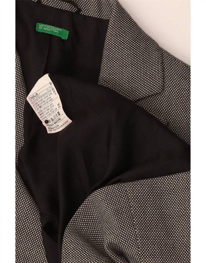 Benetton Damen-Blazer mit 1 Knopf, Gr. 8, Größe S, grau geflecktes Polyester