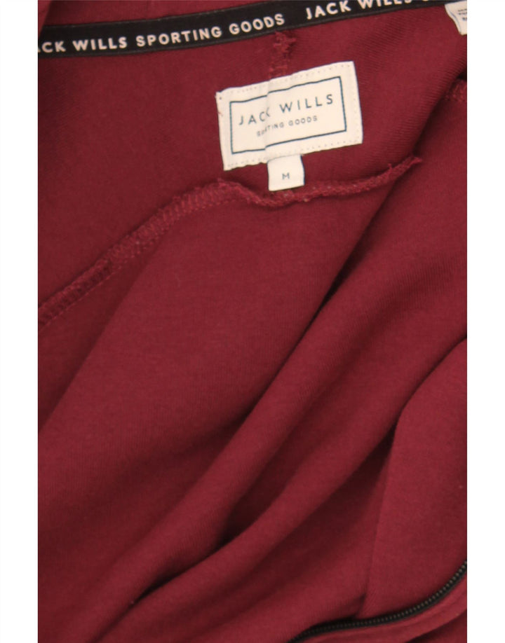 JACK WILLS Mens Graphic Zip Hoodie Sweater Medium Burgundy