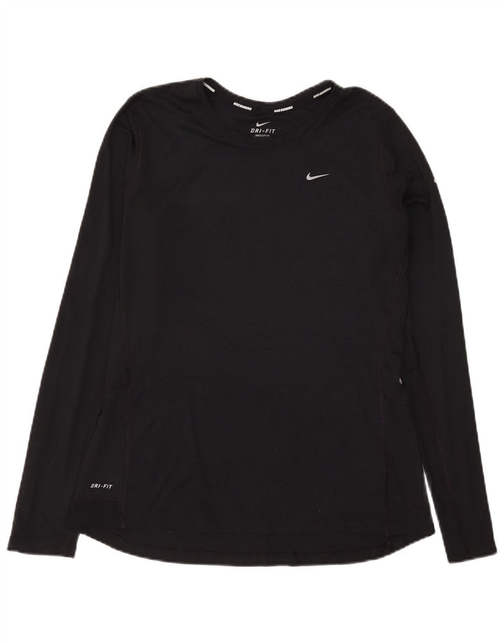 Nike Damen Dri Fit Top Langarm UK 16 Large Schwarz Polyester