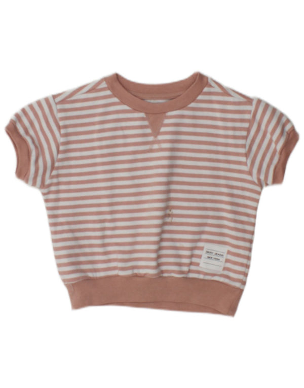 Dkny Kurzarm-Sweatshirt für Mädchen, 5–6 Jahre, rosa gestreift, Baumwolle