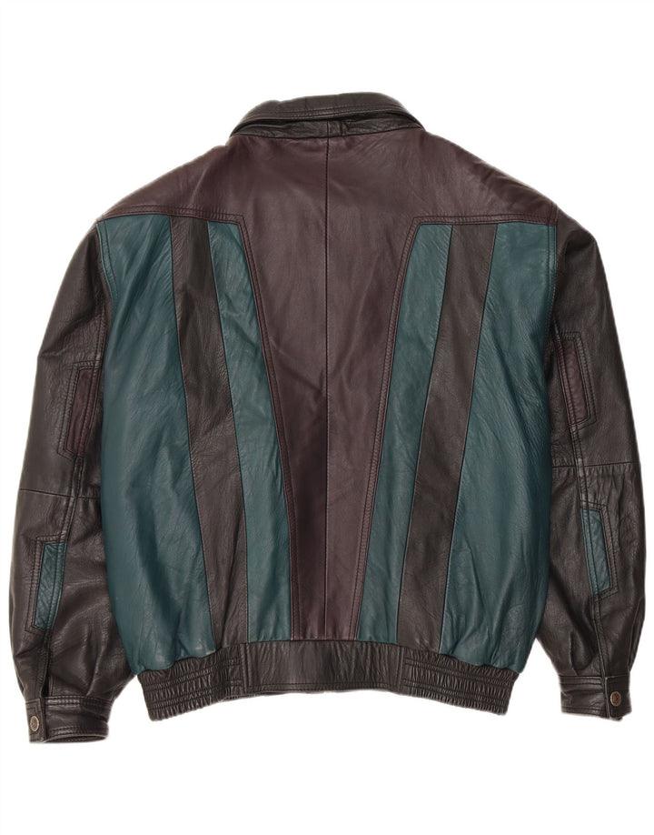 Vintage Herren Lederjacke IT 48 Mittelschwarzes Colourblock-Leder