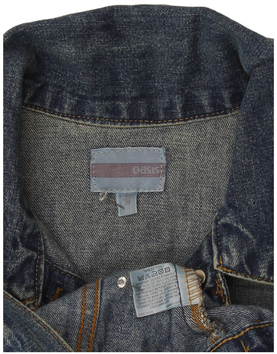 Oasis Damen Crop Jeansjacke UK 12 Mittelblaue Baumwolle