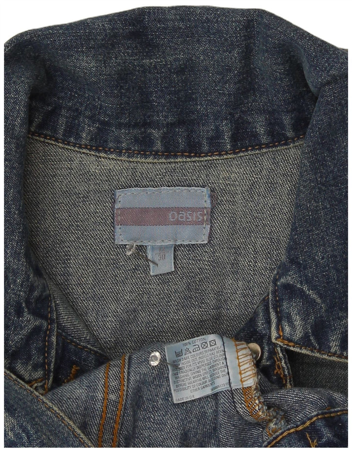Oasis Damen Crop Jeansjacke UK 12 Mittelblaue Baumwolle
