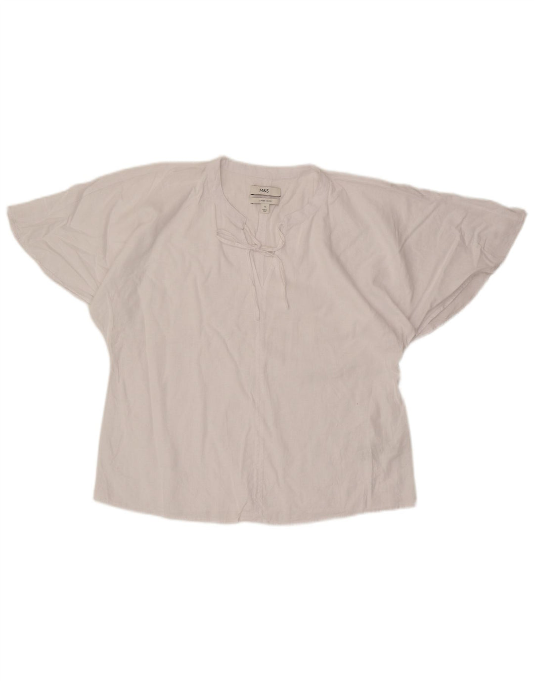 Marks & Spencer Damen Blusenoberteil UK 12 Mittelweißes Leinen