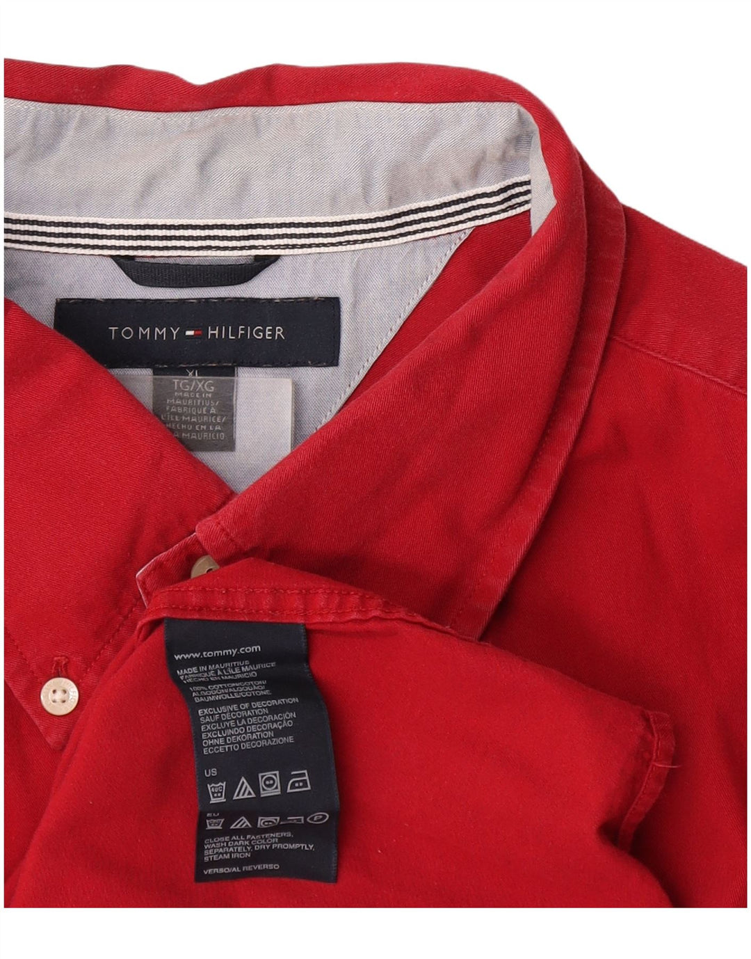 Tommy Hilfiger Herrenhemd XL, rote Baumwolle