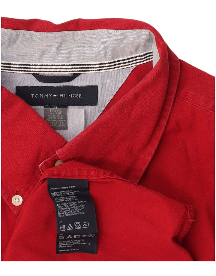 Tommy Hilfiger Herrenhemd XL, rote Baumwolle