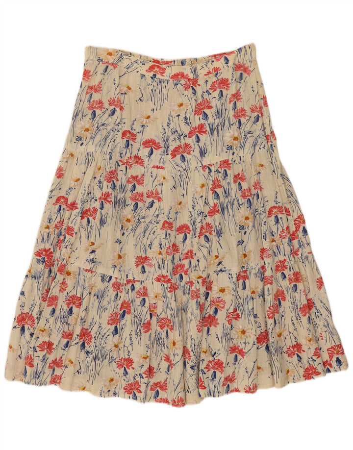 Vintage Damen ausgestellter Rock W28 Medium Beige Floral
