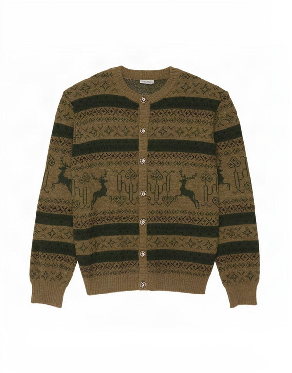 St. Peter Trachten Herren Strickjacke Medium Khaki Fair Isle Acryl