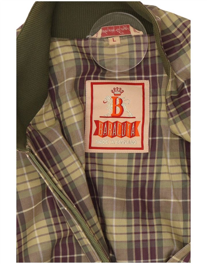 Baracuta Herren Bomberjacke UK 40 Große grün karierte Baumwolle