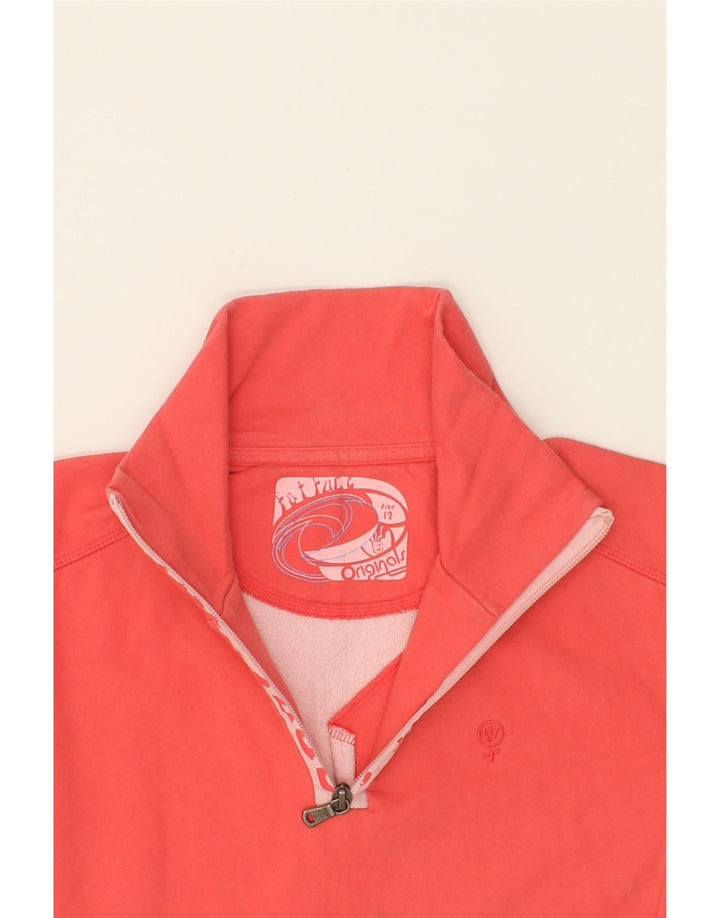 FAT FACE Womens Zip Neck Sweatshirt Jumper UK 12 Medium  Pink Cotton Vintage Fat Face and Second-Hand Fat Face from Messina Hembry 