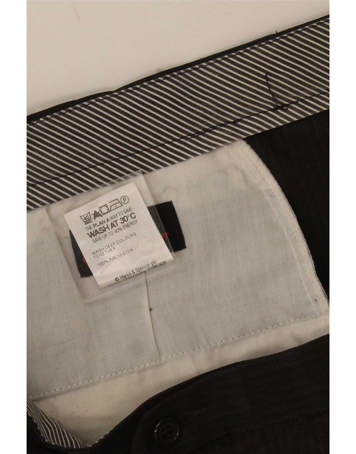 Marks & Spencer Herren-Anzughose mit Pegged-Anzug, W36 L29, braunes Nadelstreifen-Polyester