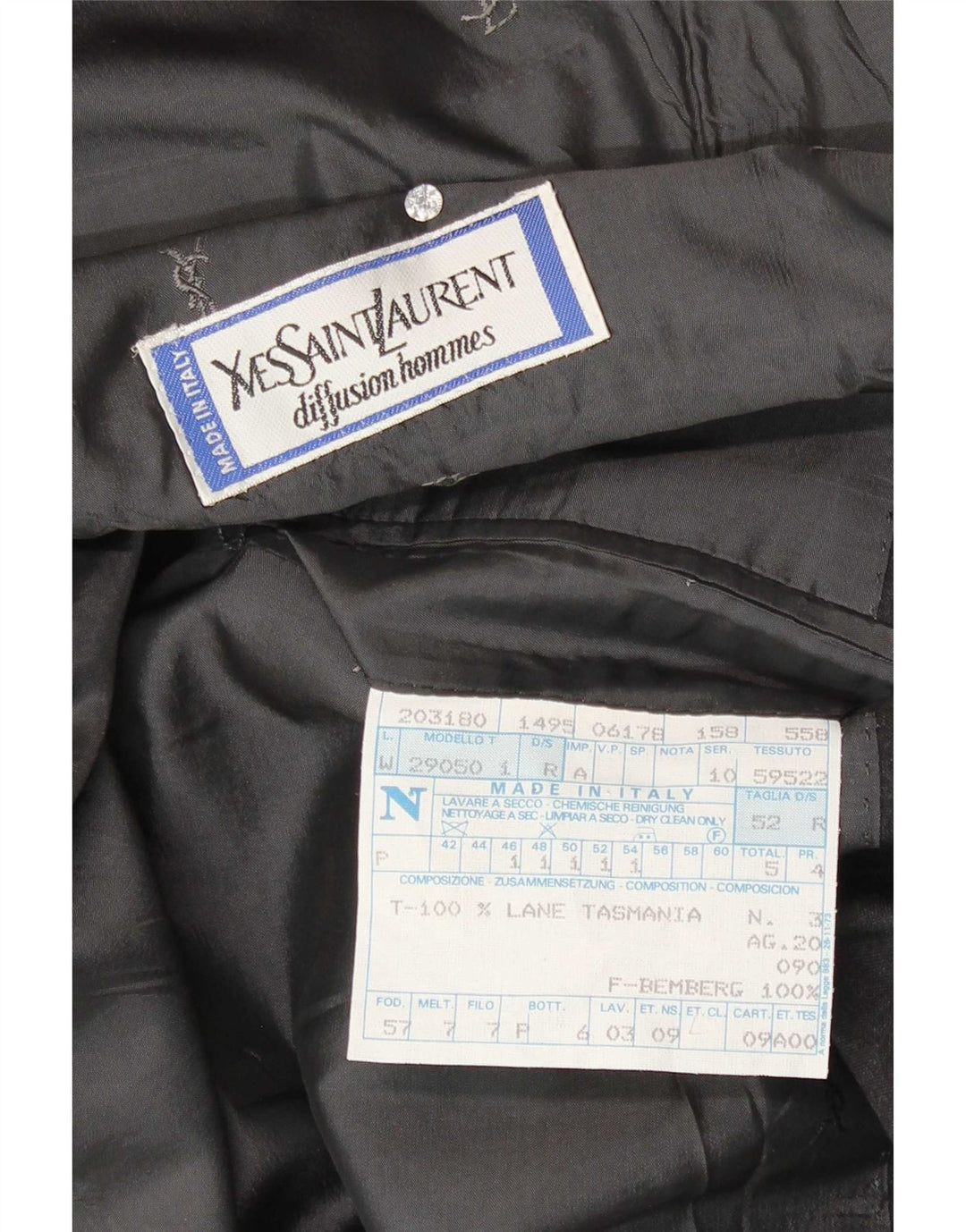 Yves Saint Laurent Herren Zweireihige Blazerjacke IT 52 XL Graue Wolle