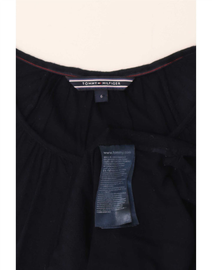 Tommy Hilfiger Damen Top Langarm US 6 Medium Marineblau Viskose