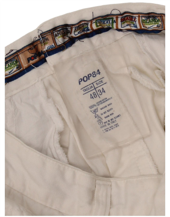 POP 84 Gerade Herren-Chinohose, IT 48, M, B34, L34, weiße Baumwolle