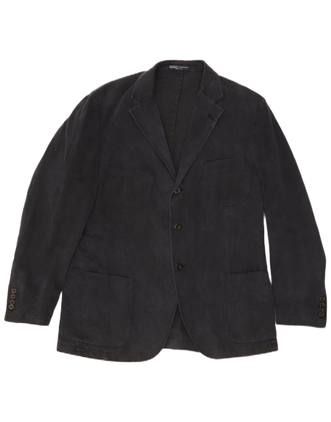 Polo Ralph Lauren Herren-Blazer mit 3 Knöpfen, IT 54, XL, schwarze Baumwolle