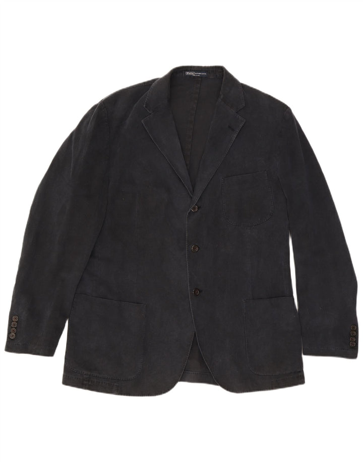 Polo Ralph Lauren Herren-Blazer mit 3 Knöpfen, IT 54, XL, schwarze Baumwolle