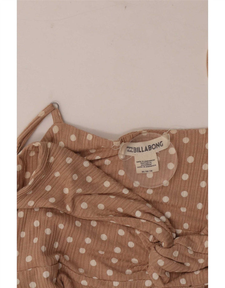 Billabong Damen ärmelloses Sommerkleid UK 12 Medium Beige Polka Dot
