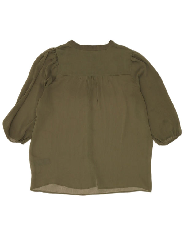 Marks & Spencer Damen Durchsichtige Hemdbluse UK 14 Large Khaki