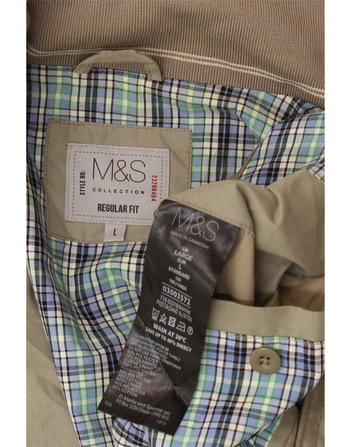 Marks & Spencer Herren-Bomberjacke mit normaler Passform, UK 40, Größe L, Beige, Polyester