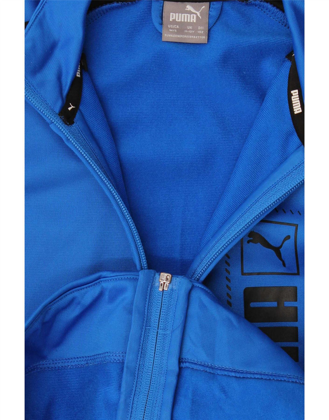 Puma Jungen Grafik-Trainingsanzug-Top-Jacke, 11–12 Jahre, blaues Farbblockdesign