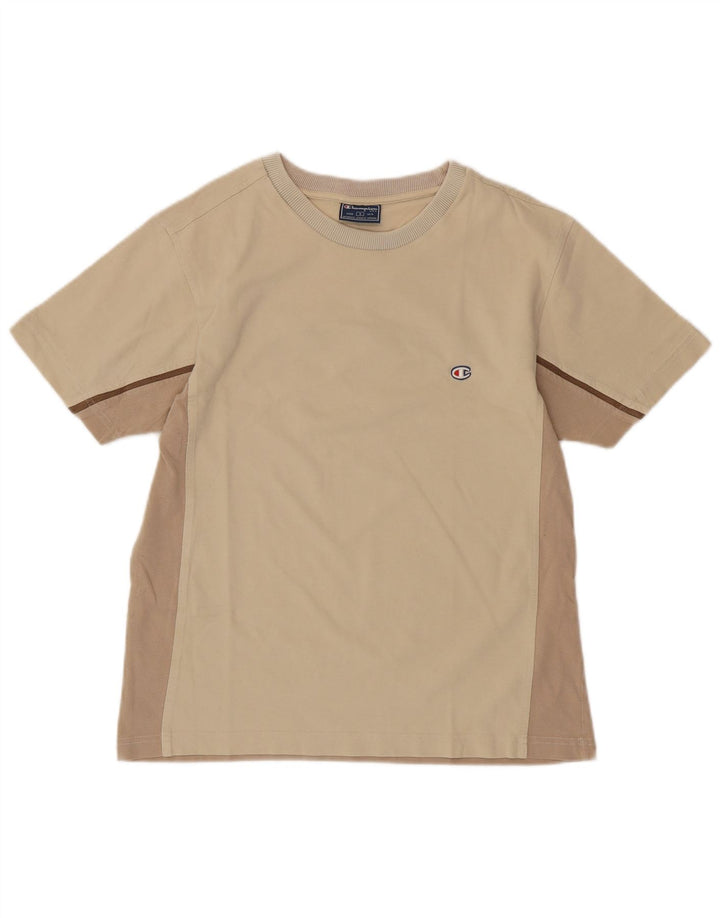 CHAMPION Herren T-Shirt Top Small Beige Colourblock Baumwolle