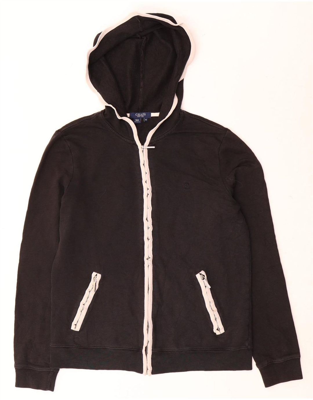 Chaps Damen Zip Hoodie Pullover UK 14 Medium Schwarz
