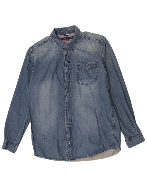 Tommy Hilfiger Boys Denim Shirt 15-16 Years Large Blue Cotton
