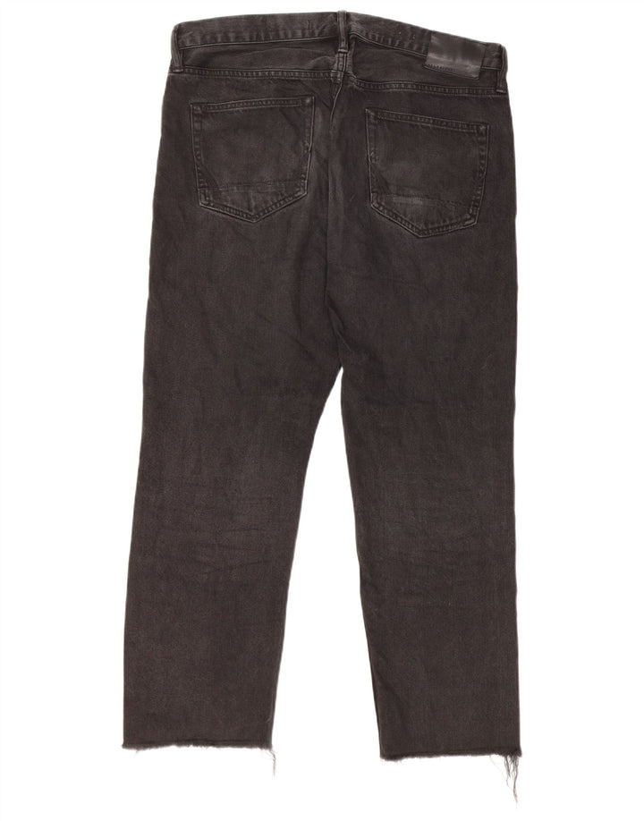 ALL SAINTS Herren Sid Straight Jeans W32 L26 Schwarze Baumwolle