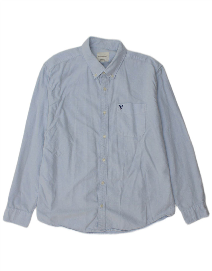 AMERICAN EAGLE Herren-Hemd mit klassischer Passform, große blaue Baumwolle