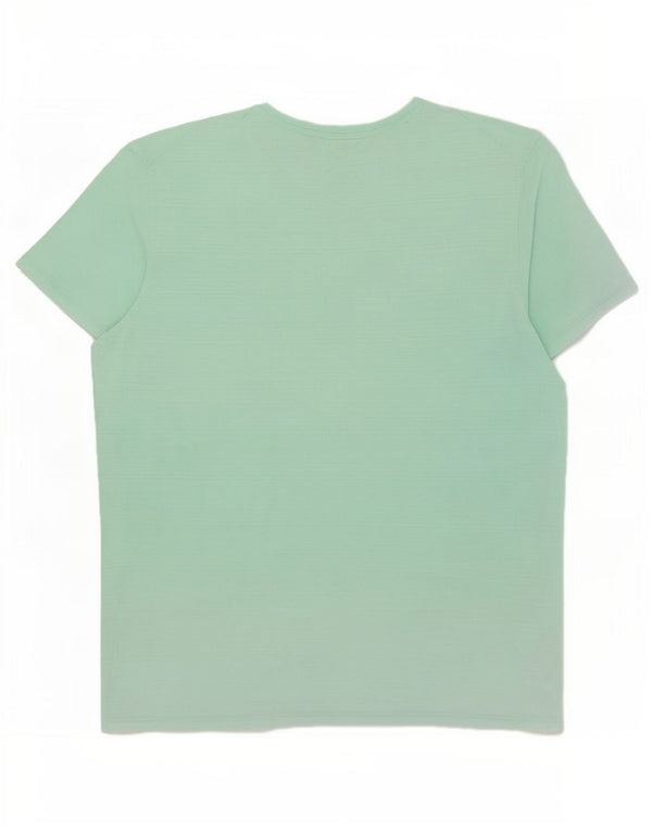 Calvin Klein Damen T-Shirt Top Large Türkis Nadelstreifen Baumwolle